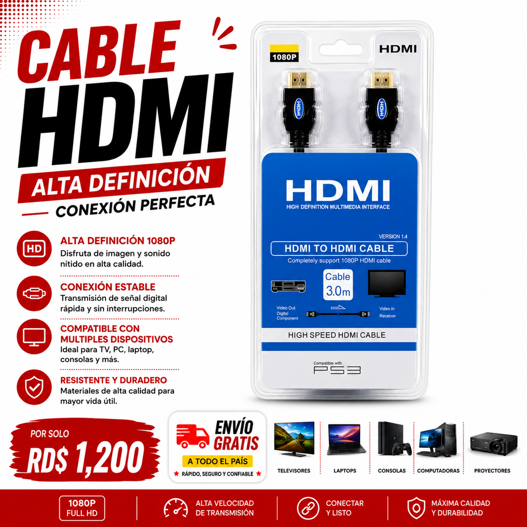 Cable HDMI 3 metros