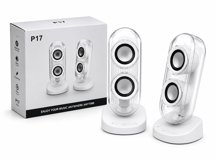 Bocinas Bluetooth P17 Transparentes con Sonido Estéreo