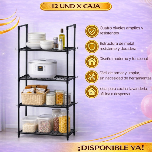 ESTANTE ORGANIZADOR DE COCINA 4 NIVELES