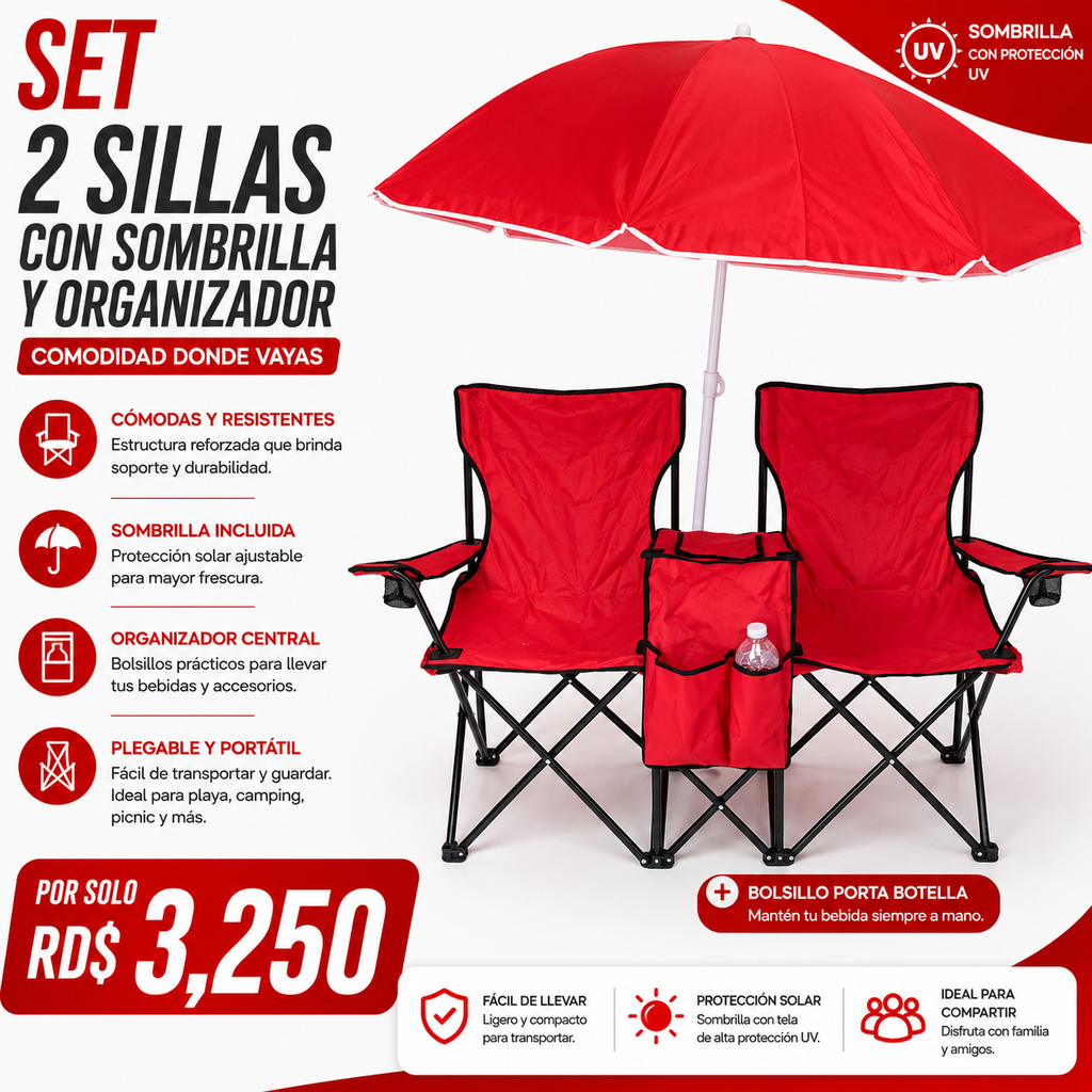 Set 2 Sillas con sombrilla