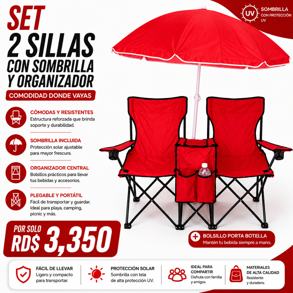 Set 2 Sillas con sombrilla