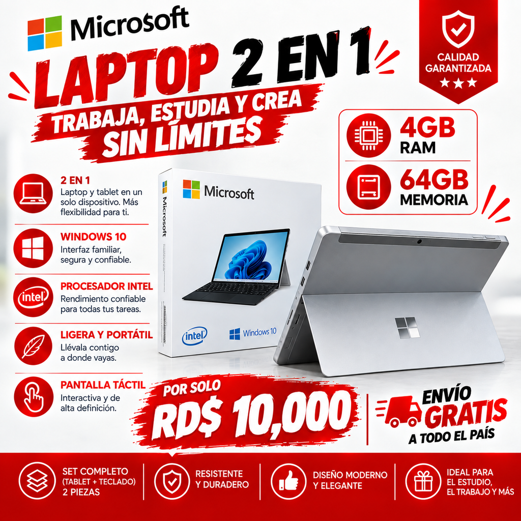 Laptop 2 en 1 - microsoft surface