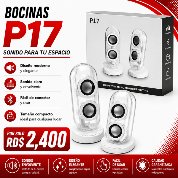 Bocinas Bluetooth P17 con Sonido Estéreo
