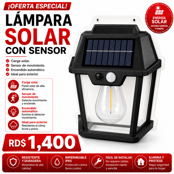 Lámpara Solar de Pared con Sensor de Movimiento