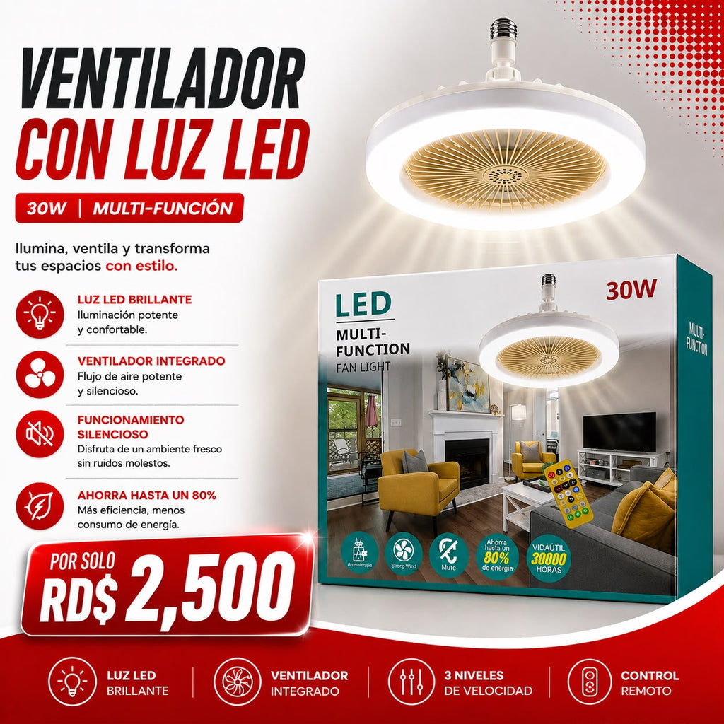 VENTILADOR CON LUZ LED