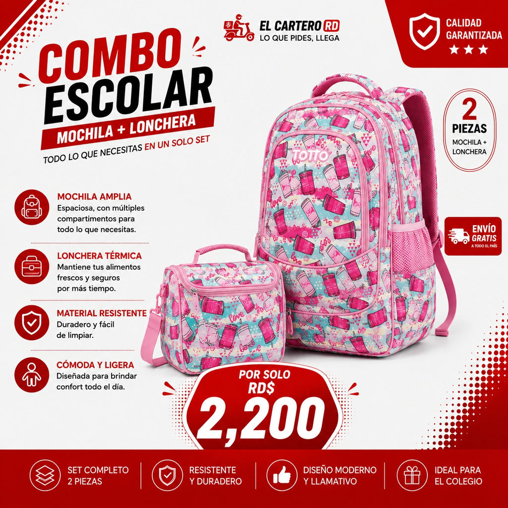 Set Escolar Mochila + Lonchera