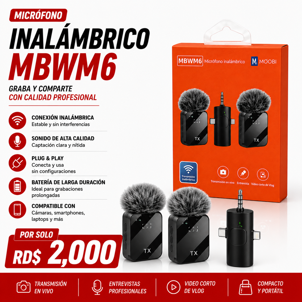 Micrófono Inalámbrico MOOBI MBWM6