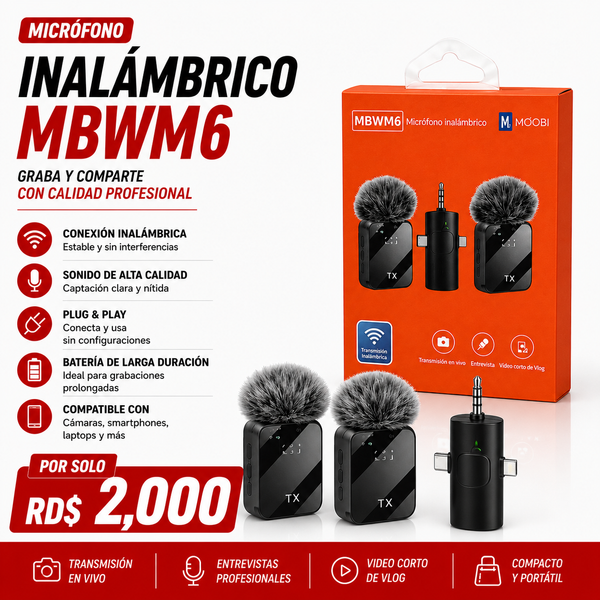 Micrófono Inalámbrico MOOBI MBWM6