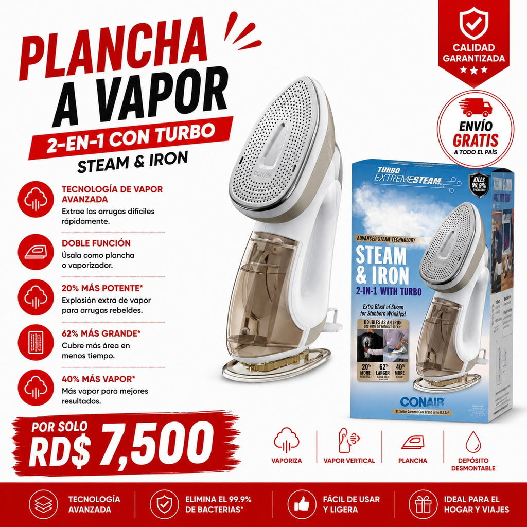Plancha a Vapor 2 en 1