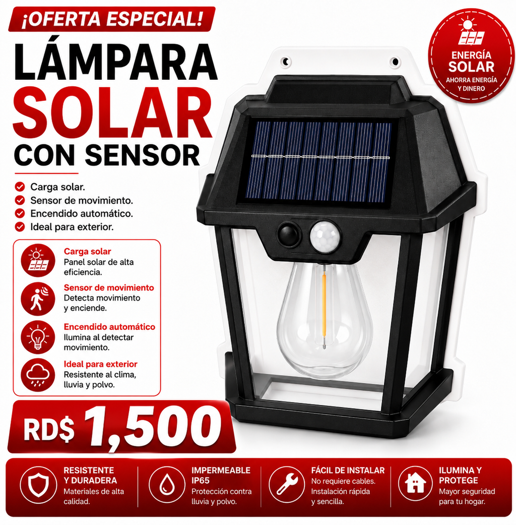 Lámpara Solar de Pared con Sensor de Movimiento