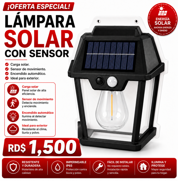 Lámpara Solar de Pared con Sensor de Movimiento